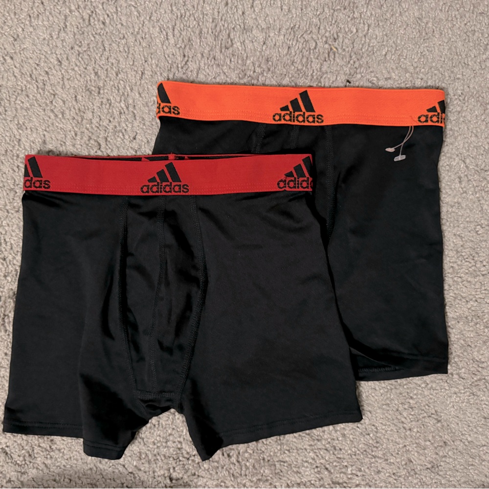 Great adidas set of 2 pair black boxer briefs boys size M 10 12 NWOT